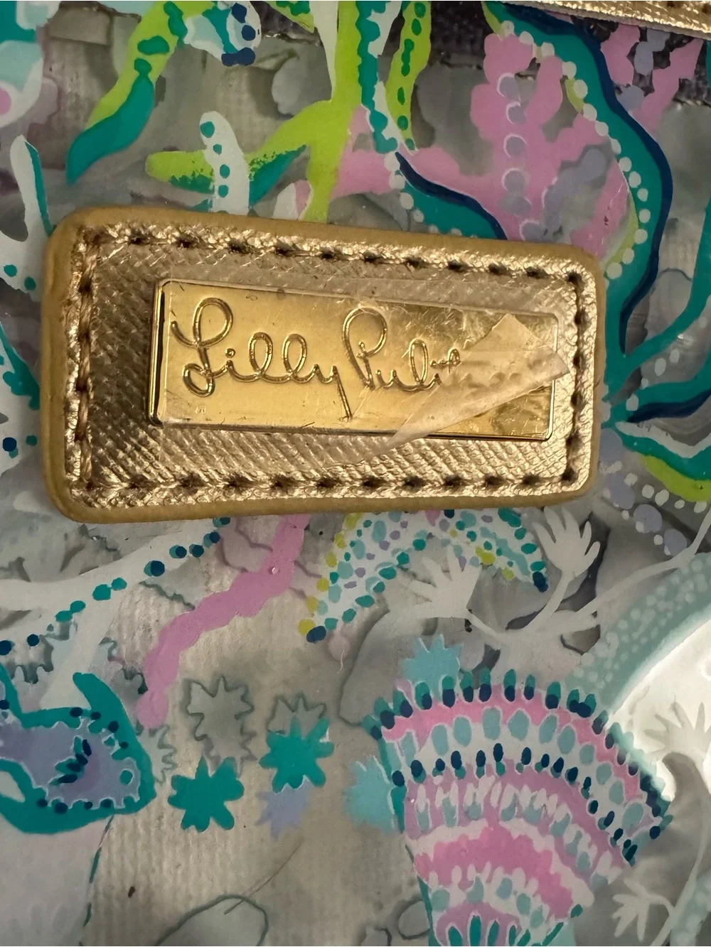 Lilly Pulitzer Vinyl Zip Pouch Sea Turtle Fish Beach Coastal NWT READ Travel Bag